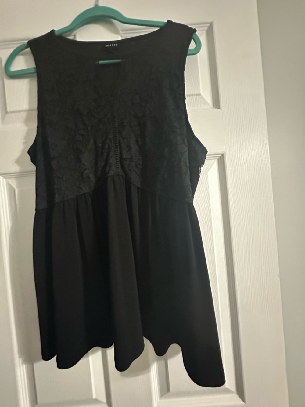 torrid Black Lace Yoke Swing Tank
